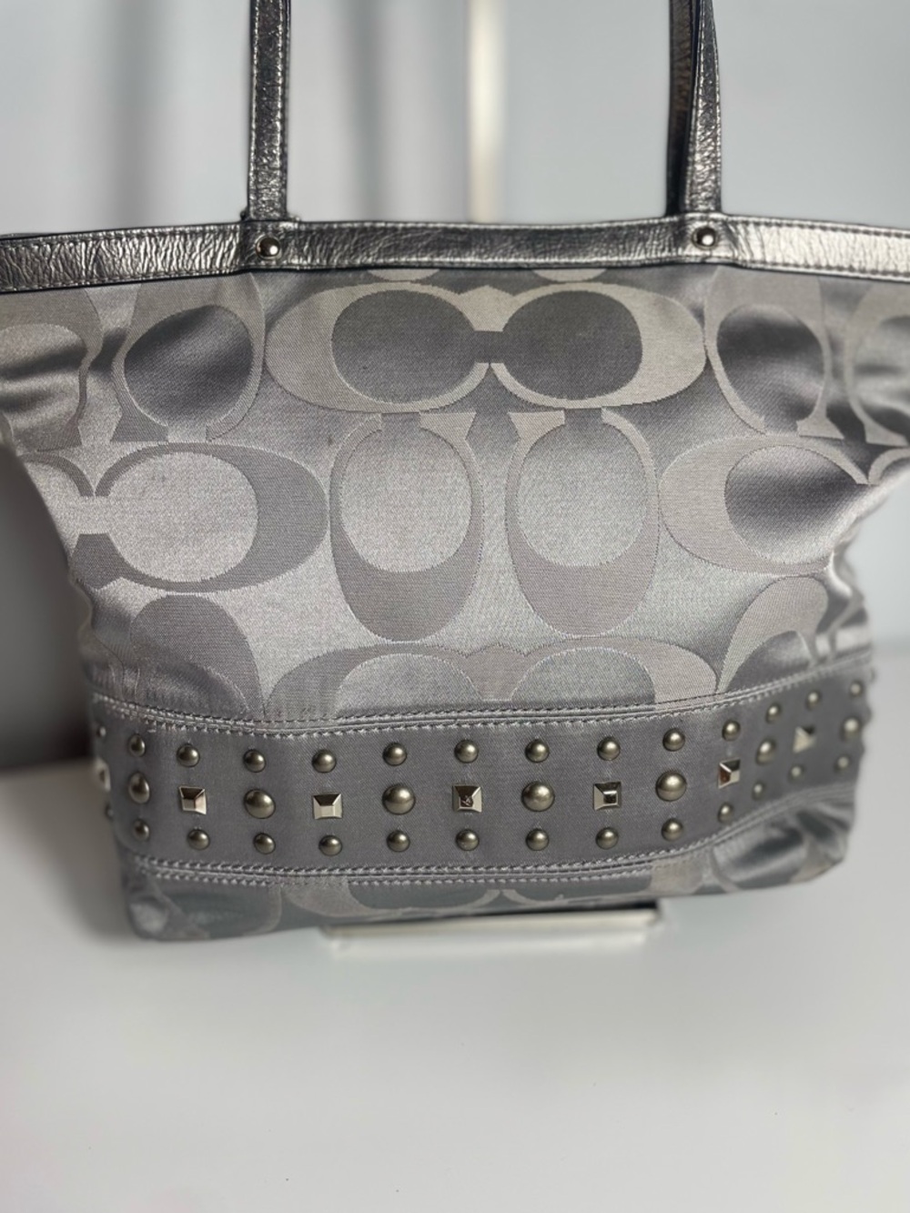 Coach Signature Studded Tote Purse - Picture 7 of 11